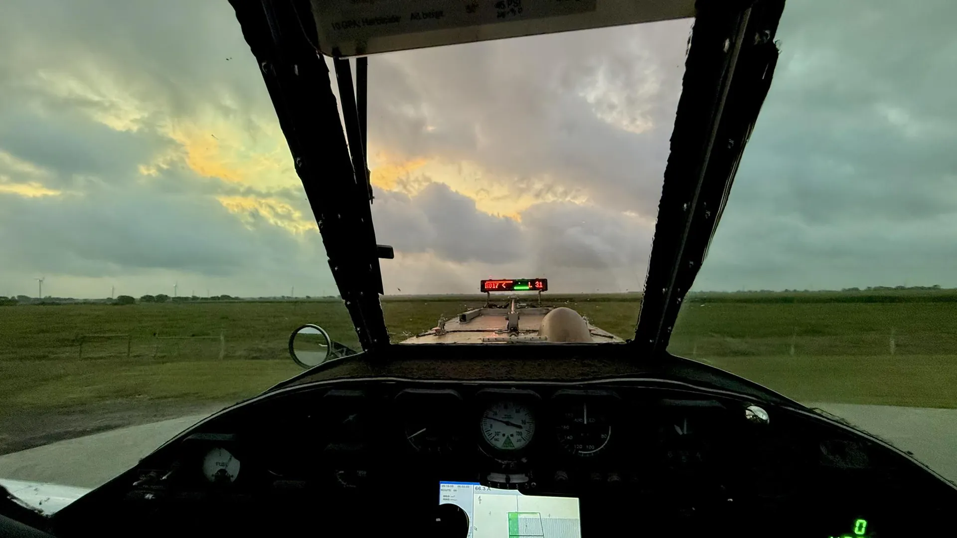 Cockpit instruments and GPS guidance display in an Agri-Land Aviation aircraft